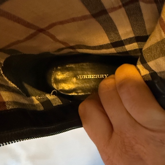 Burberry Check Lined Black Patent Leather Stiletto Booties - size 38 - Picture 4 of 9